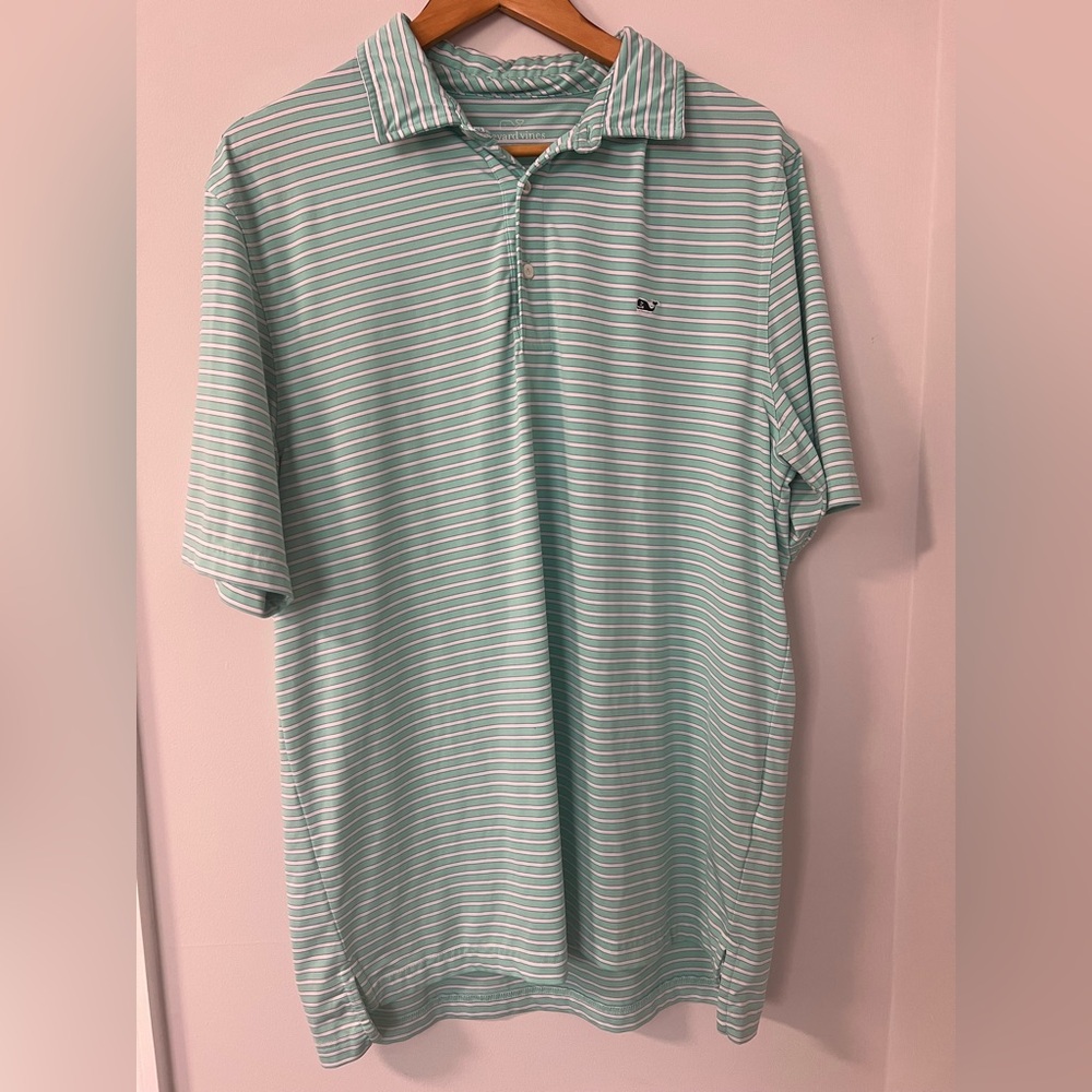 Vineyard Vines Men's Green Striped Polo Shirt